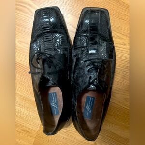 Men's Genuine Snake Skin Black Dress Shoe